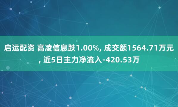 启运配资 高凌信息跌1.00%, 成交额1564.71万元, 近5日主力净流入-420.53万