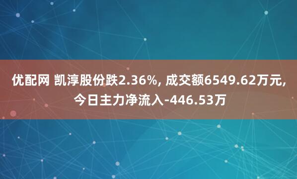 优配网 凯淳股份跌2.36%, 成交额6549.62万元, 今日主力净流入-446.53万